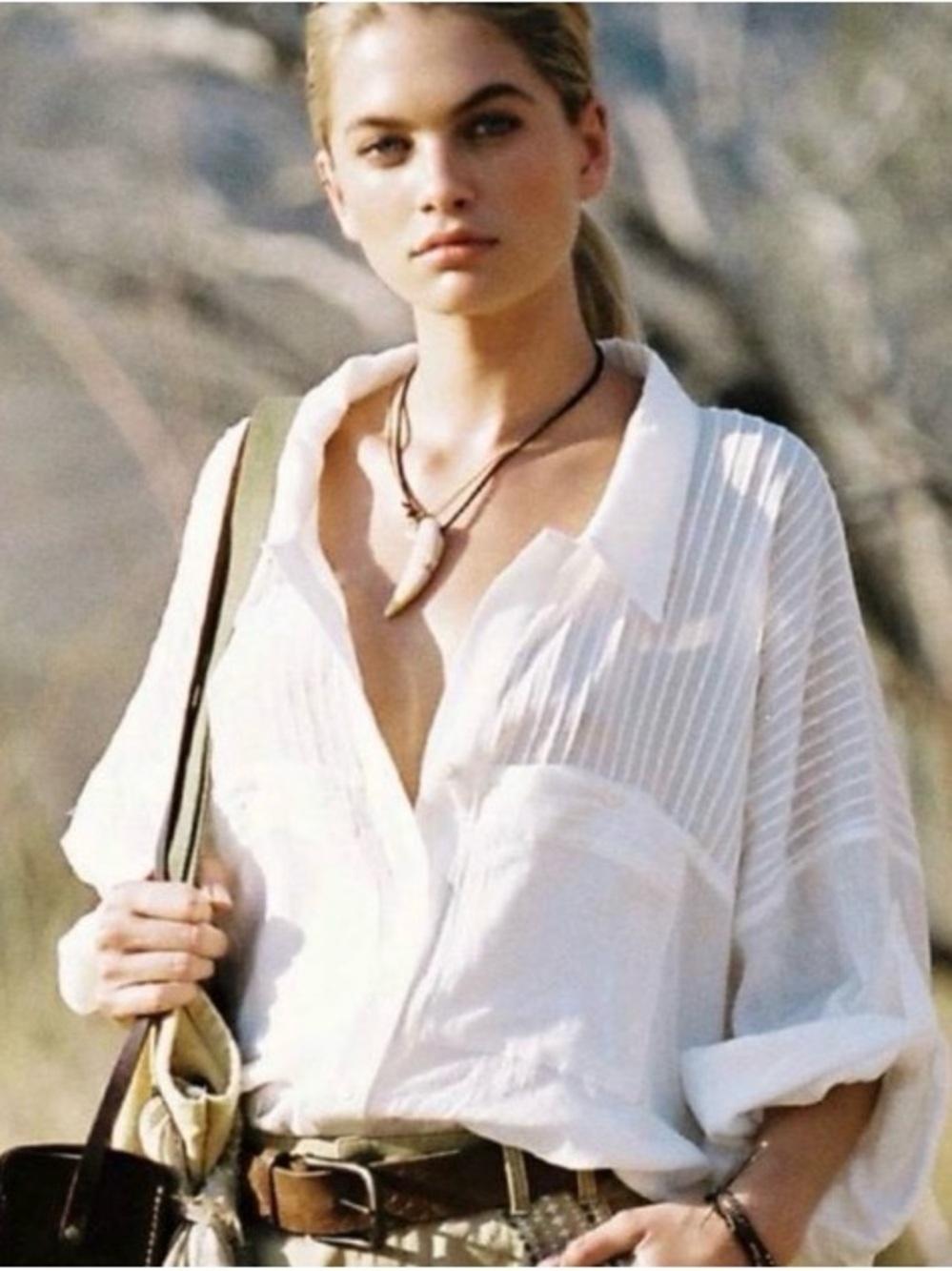 Spell White Linda Button-Down Shirt small